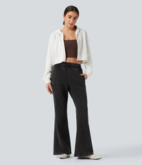 Halara Flex™ Mid Rise French Terry Casual Flare Sweatpants Jeans with Pockets