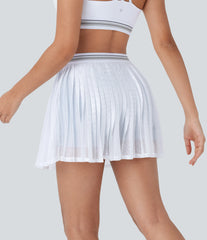 High Waisted Color Block 2-in-1 Pocket Cut Out Pleated InstantCool Quick Dry Mini Tennis Skirt