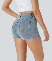 Halara Flex™ High Waisted Decorative Pockets Denim Casual Shorts 2''