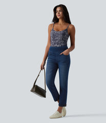 Halara Flex™ High Waisted Tummy Control Rolled Hem Casual Jeans with Pockets