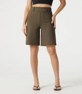 DayStretch High Waisted Work Baggy Shorts with Pockets