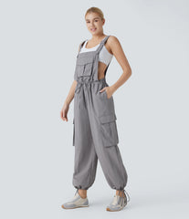 Drawstring Relax Casual Cargo Overall with Pockets