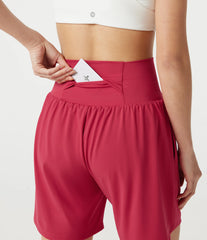 SoftlyZero™ Airy Ultra High-Waist Drawstring 2-in-1 InstantCool Yoga Shorts 7" with Pockets