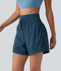 High Waisted Drawstring Eyelet Running Shorts 5'' with Pocket
