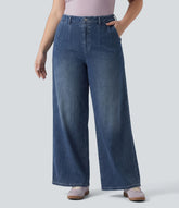 Halara Flex™ Plus Size High Waisted Tummy Control Wide Leg Casual Jeans with Pockets