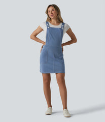 Halara Flex™ Square Neck Denim Mini Casual Dress with Pockets