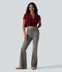 Halara Flex™ High Waisted Crossover Tummy Control Bootcut Casual Jeans with Pockets