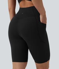 SoftlyZero™ High Waisted Crossover Yoga Biker Shorts 9'' with Pockets-UPF50+
