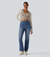 Halara Flex™ Curvy High Waisted Bootcut Washed Casual Jeans with Pockets