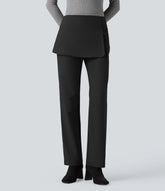 Halara Flex™ Mid Rise Straight Leg Work Skirted Pants with Pockets
