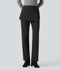Halara Flex™ Mid Rise Straight Leg Work Skirted Pants with Pockets