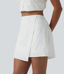 High Waisted Mini 2-in-1 Embroidery Resort A-line Skirt