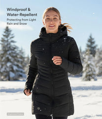 PuffFlex Hooded Longline Stretchy Casual Padded Jacket with Pockets
