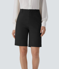 Mid Rise Zipper Pocket Work Bermuda Shorts 9''