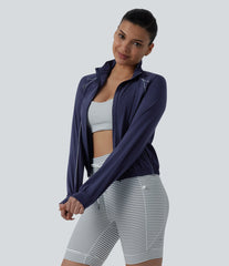 Breezeful™ Long Sleeve Zipper Elastic Hem Quick Dry Workout Jacket with Pockets