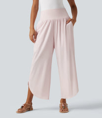 Breezeful™ High Waisted Tummy Control 2-in-1 Split Hem Quick Dry Resort Pants with Pockets
