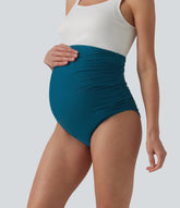 Super High Waisted Ruched Maternity Bikini Bottom Swimsuit