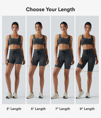 High Waisted Drawstring Striped Yoga Biker Shorts 3'' with Pockets