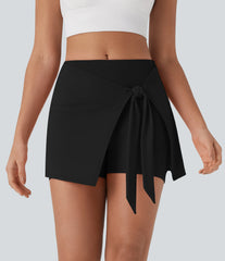 SoftlyZero™ QuickDry High Waisted Butt Lifting Tie Front 2-in-1 Mini Yoga Skirt with Pocket
