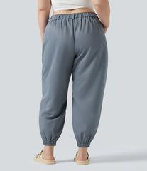 Plus Size Mid Rise Casual Joggers with Pockets