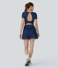 Halara Flex™ Pleated Hem 2-in-1 InstantCool Washed Denim Tennis Active Dress with Pockets