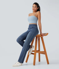 Halara Flex™ High Waisted Tummy Control Washed Casual Bootcut Jeans with Pockets