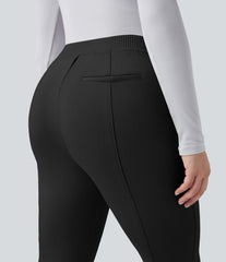 High Waisted Flare Work Pants with Pockets