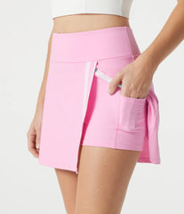 SoftlyZero™ Airy High Waisted 2-in-1 Color Block InstantCool Mini Yoga Skirt with Pocket-UPF50+