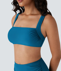 Square Neck Ruched Bikini Top Swimsuit