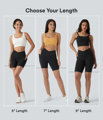 SoftlyZero™ High Waisted Crossover Yoga Biker Shorts 9'' with Pockets-UPF50+