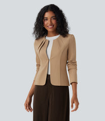 Round Neck Hook and Eye Work Blazer