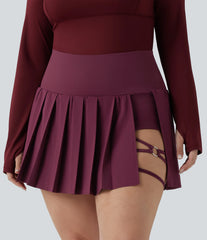 Plus Size Breezeful™ High Waisted Pleated 2-in-1 Asymmetric Hem Quick Dry Mini Yoga Skirt with Pockets
