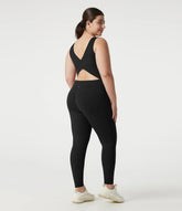 Halara UltraSculpt™ V-neck Crossover Backless Tummy Control Butt Lifting Built-in Bra Workout Plus Size Jumpsuit with Pockets