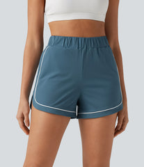 High Waisted Color Block Side Stripe Baggy Yoga Shorts 3'' with Pockets