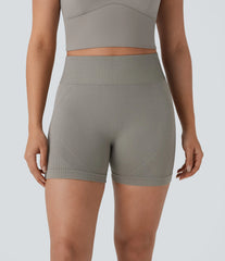 OneForm Seamless Flow High Waisted Ruched Yoga Biker Shorts 4''