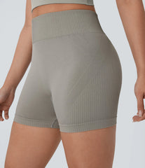 OneForm Seamless Flow High Waisted Ruched Yoga Biker Shorts 4''