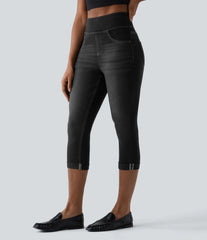 Halara Flex™ High Waisted Rolled Hem Capri Casual Skinny Jeans with Pockets