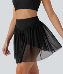High Waisted Tummy Control 2-in-1 Pocket Mesh Mini Pickleball Skirt