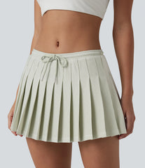 Low Rise Drawstring 2-in-1 Stripes Pleated Mini Pickleball Skirt with Pockets