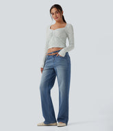 Halara Flex™ Low Rise Straight Leg Casual Jeans with Pockets