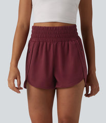 High Waisted Curved Hem Casual Sweat Shorts 3'' with Pockets