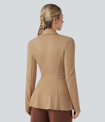 Halara Flex™ Shawl Collar Long Sleeve Ruffle Hem Work Coat