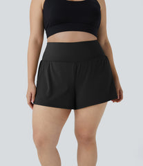 Pocket Plus Pocket 2-in-1 Gym Plus Size Shorts 2.5''