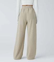 High Waisted Pocket Straight Leg Baggy Mop Corduroy Casual Pants