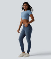 Halara Flex™ Curvy Mid Rise Skinny Casual Jeans with Pockets