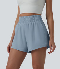 Breezeful™ Reflective High Waisted 2-in-1 Quick Dry Workout Shorts with Pockets