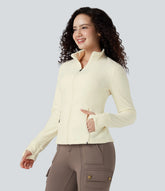 Stand Collar Long Sleeve Thumb Hole Hiking Jacket with Pockets