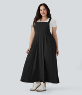 Breezeful™ Flowy Quick Dry Midi Casual Plus Size Pinafore Dress with Pockets