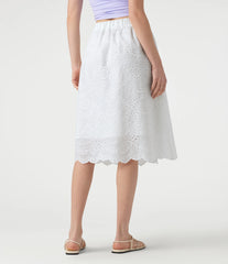 High Waisted Embroidery Eyelet Resort A-line Skirt