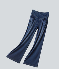Halara Flex™ Crossover High Waisted Draped Lyocell Washed Casual Baggy Jeans with Pockets